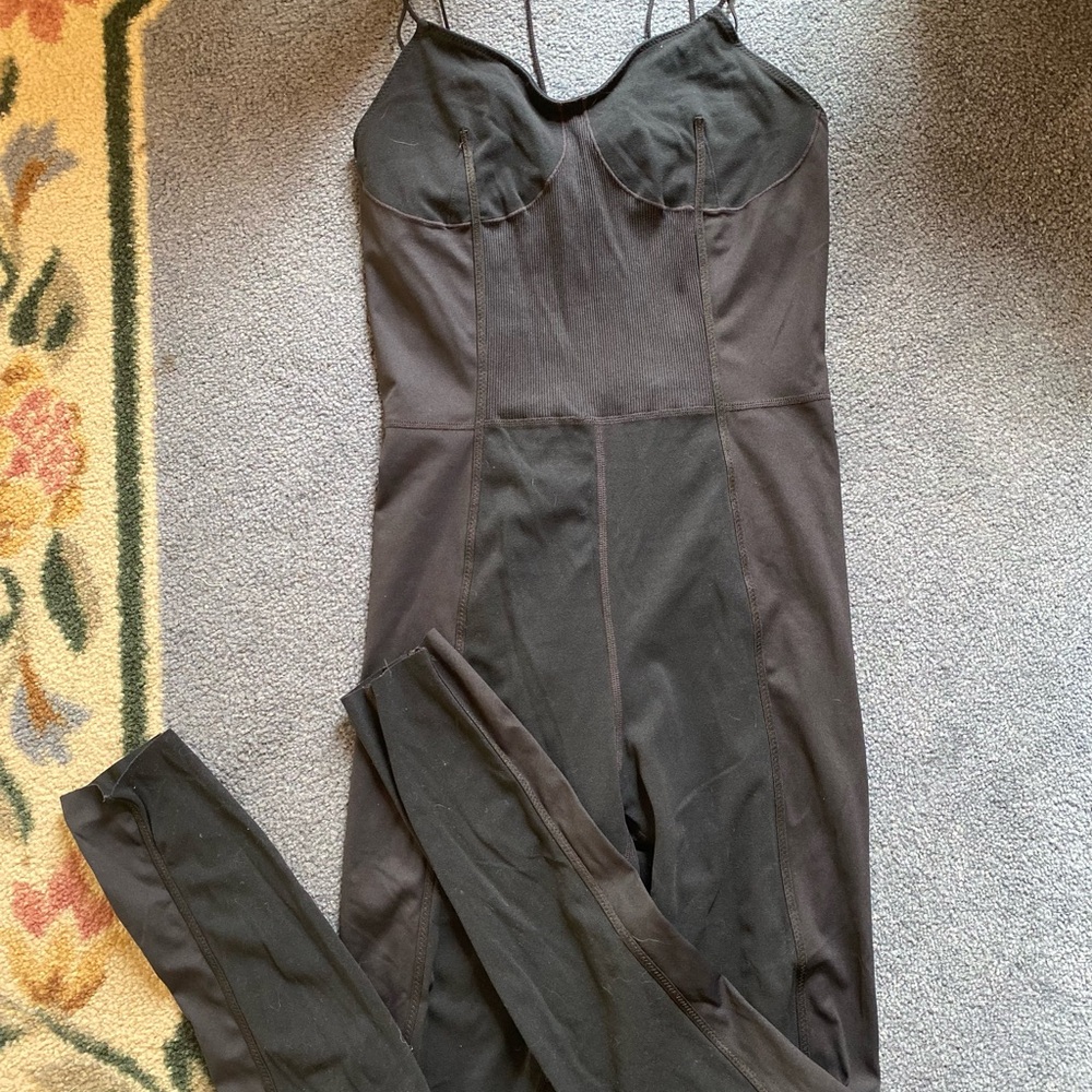 Nike Luxe Infinalon Yoga Pilates Barre Black Jumpsuit Small